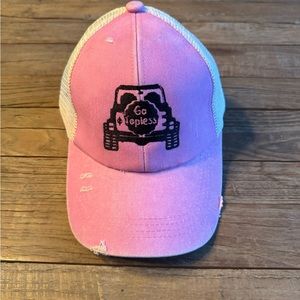 Pink ponytail back Jeep hat. Jeep girl